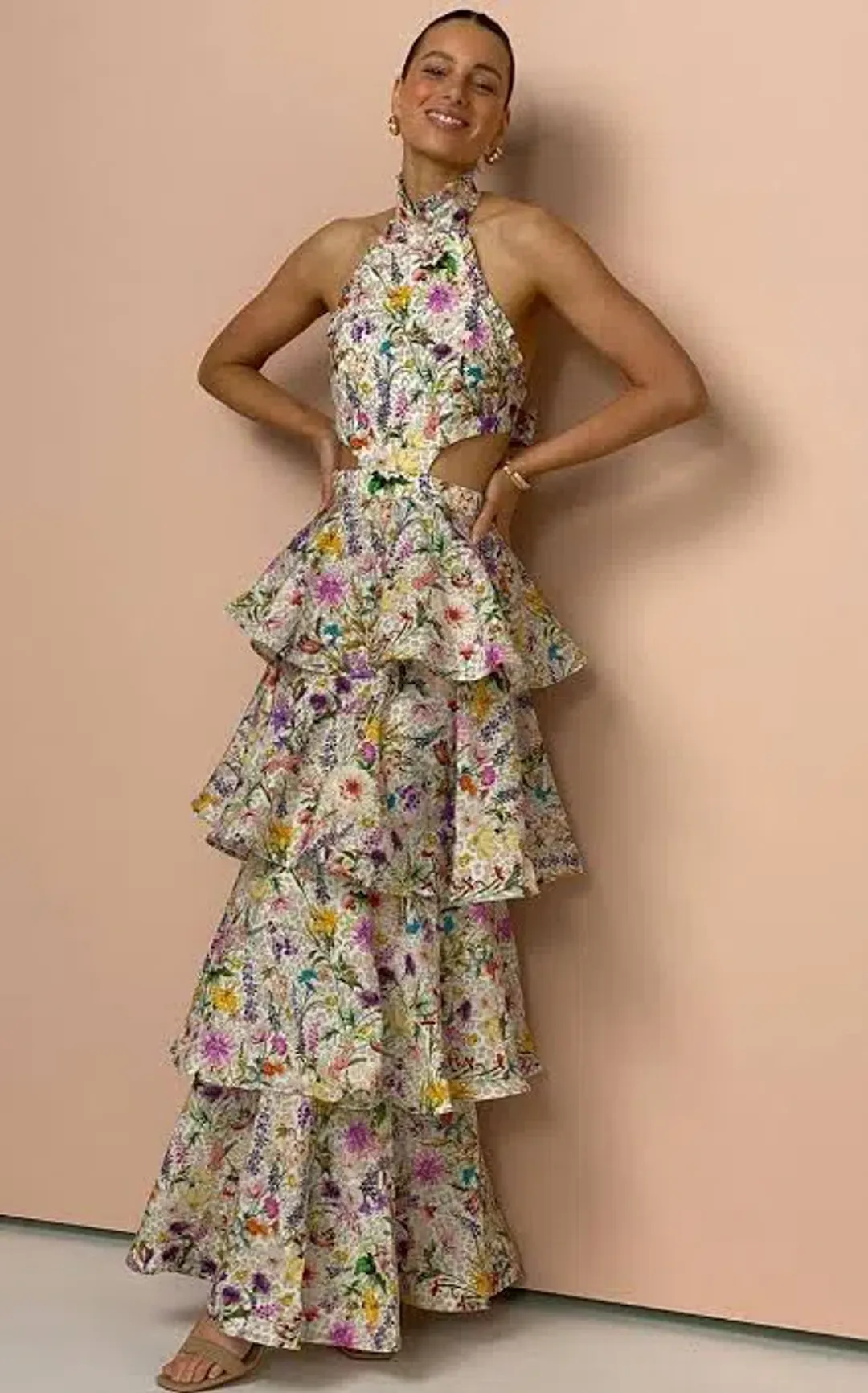 Aqua Blu Heather Dress Jardine Print Maxi Size AU 12 for rent on The Volte - main image