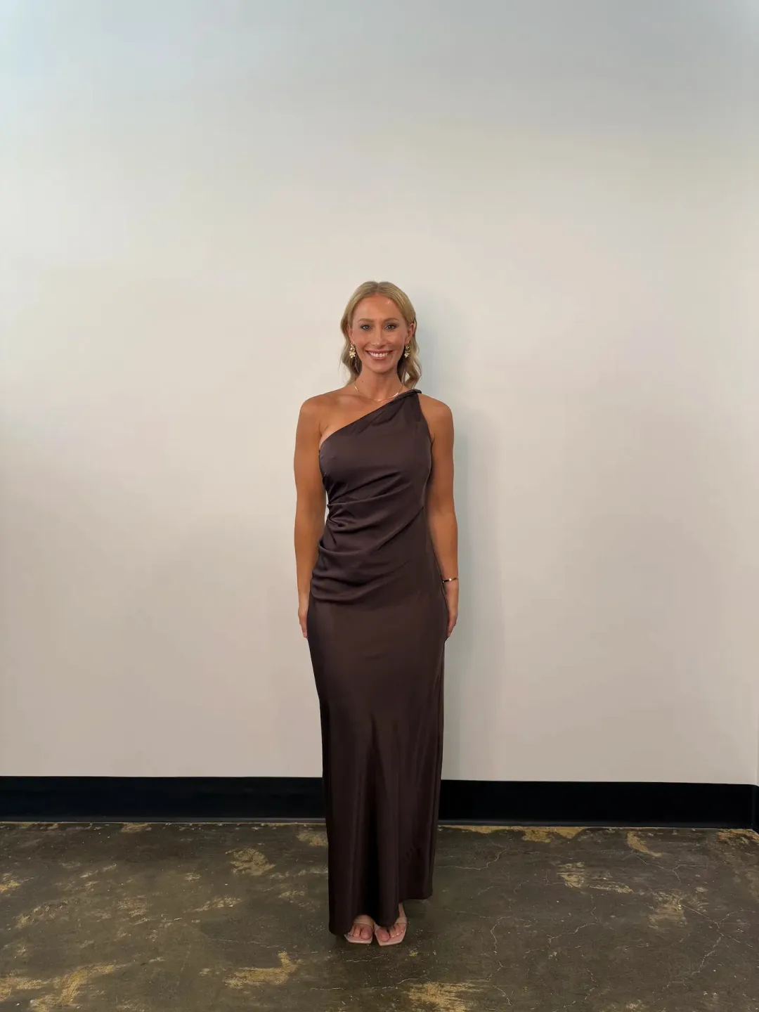 Bec & Bridge Lunetta Asym Maxi Dress in Dark Chocolate Size AU 12 for rent on The Volte - main image