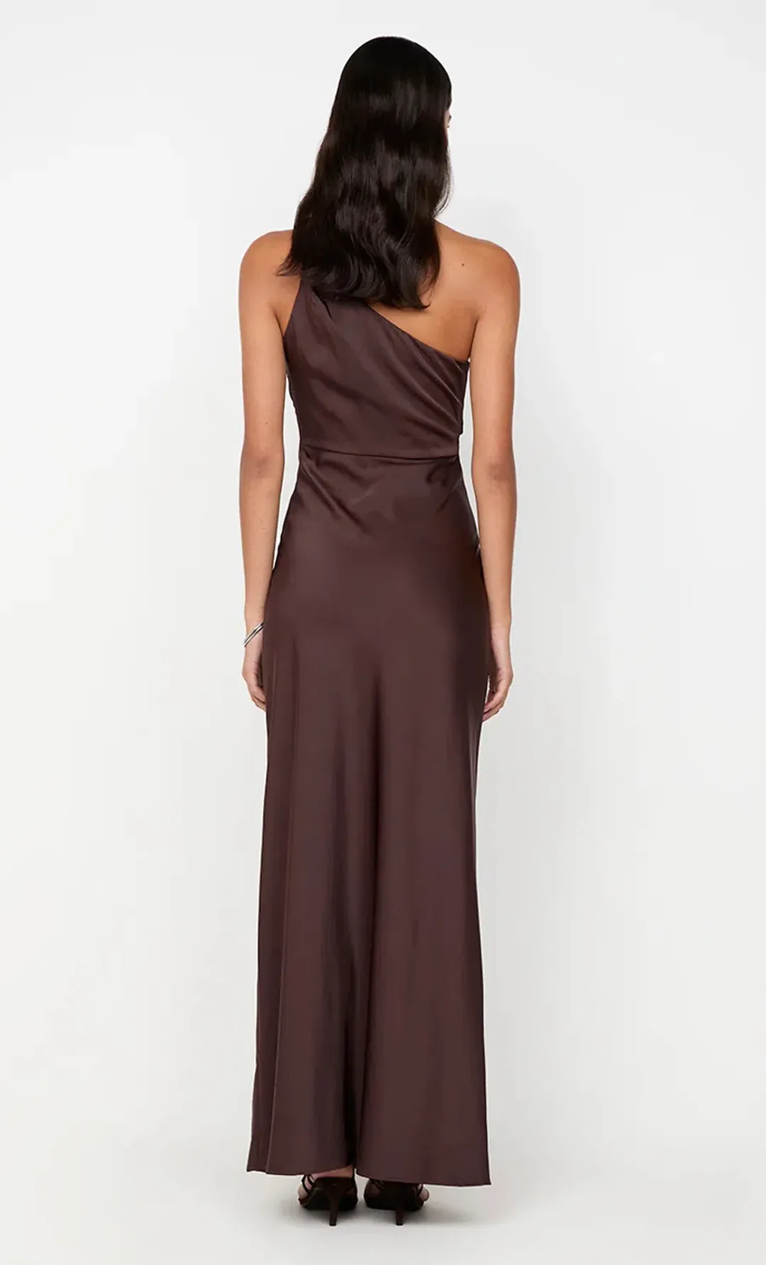 Bec & Bridge Lunetta Asym Maxi Dress in Dark Chocolate Size AU 12 for rent on The Volte - main image