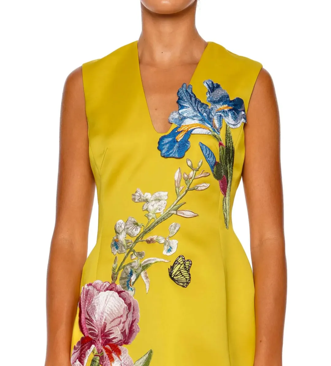 Leo Lin Bree V Neck Embroidery Mini Dress in Mustard Size AU 8 for rent on The Volte - main image