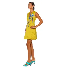 Leo Lin Bree V Neck Embroidery Mini Dress in Mustard Size AU 8 for rent on The Volte - image 2