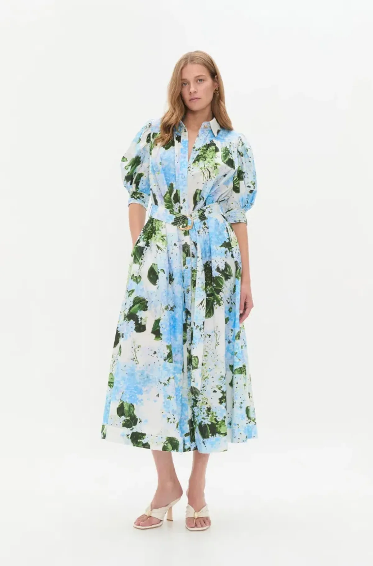 Aje Manifest Midi Dress Blue Print Size 10 for rent on The Volte - main image