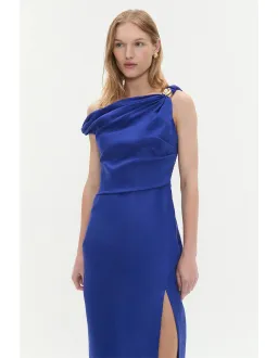 Aje Bridgette Midi Dress Cobalt Blue Size 12 for rent on The Volte - image 5