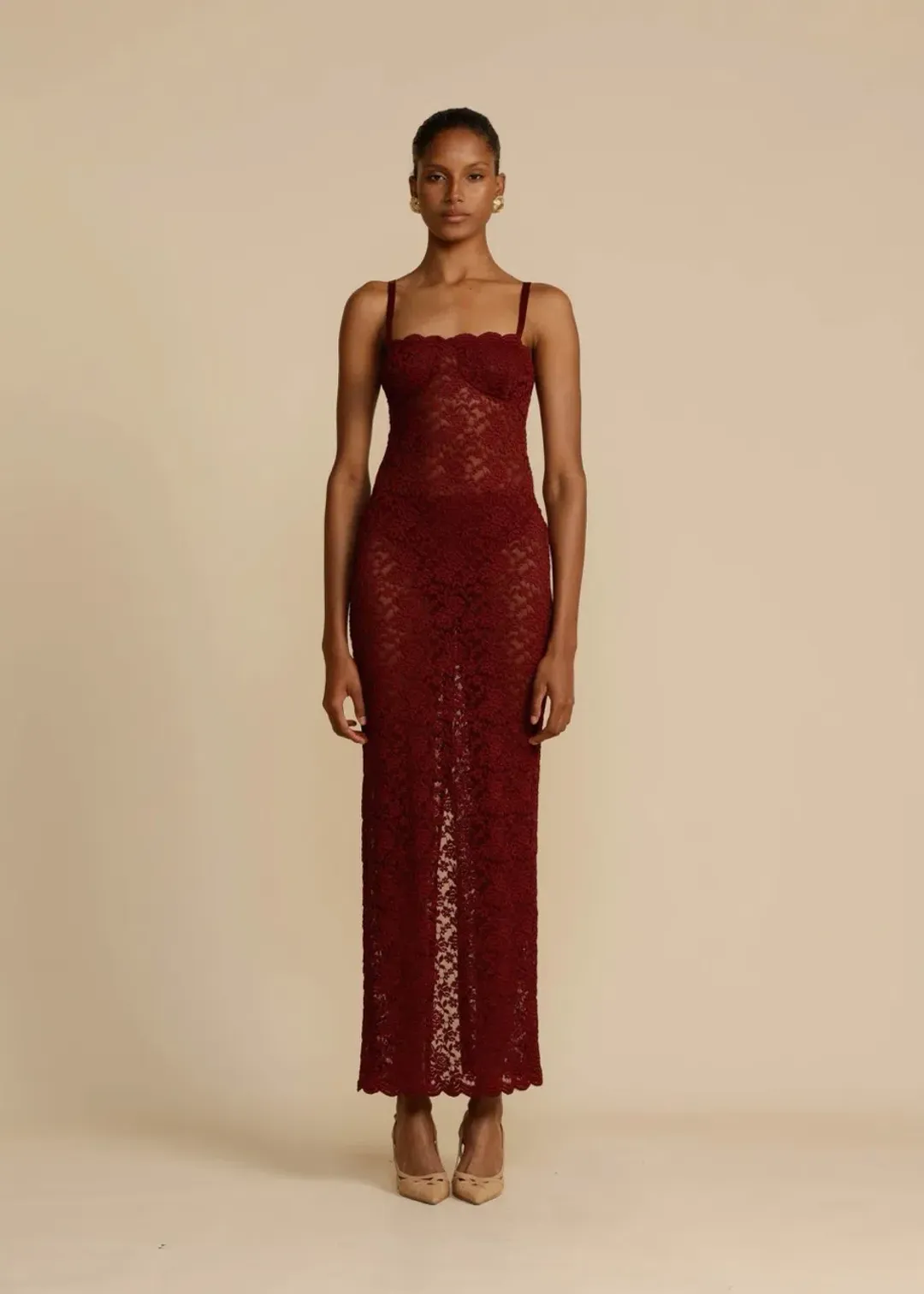 Arcina Ori Margot Maxi Dress in Red Wine Size AU 8 for rent on The Volte - main image