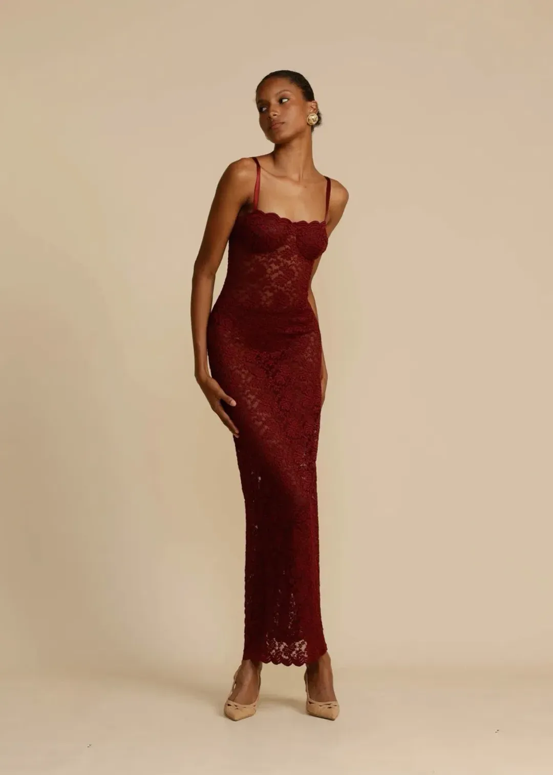 Arcina Ori Margot Maxi Dress in Red Wine Size AU 8 for rent on The Volte - main image