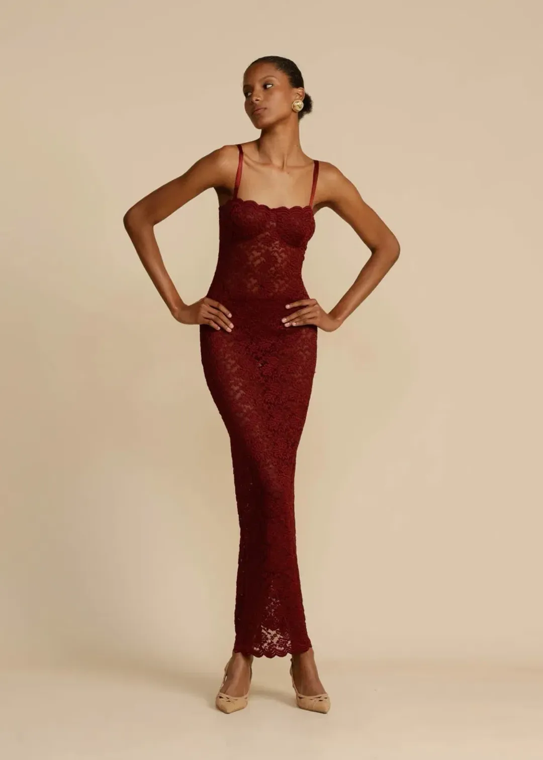 Arcina Ori Margot Maxi Dress in Red Wine Size AU 8 for rent on The Volte - main image