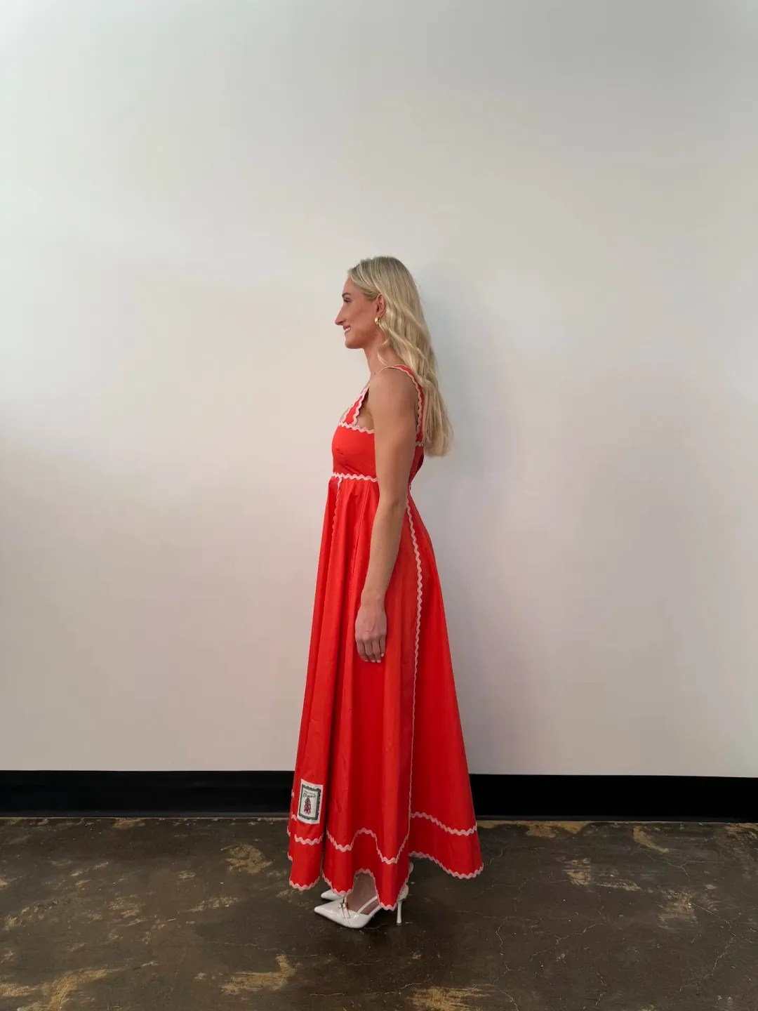 Alemais Contessa Summer Midi Dress Orange Print Size 6 for rent on The Volte - main image