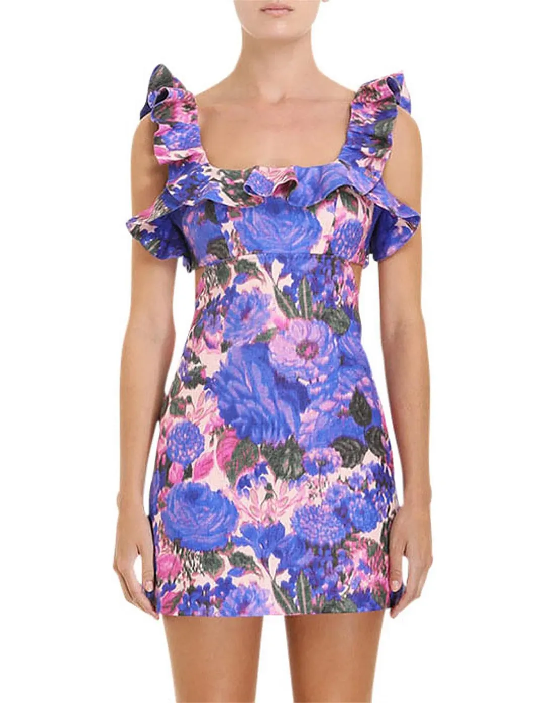 Zimmermann High Tide Floral Purple Mini Dress - Size 0 for rent on The Volte - main image