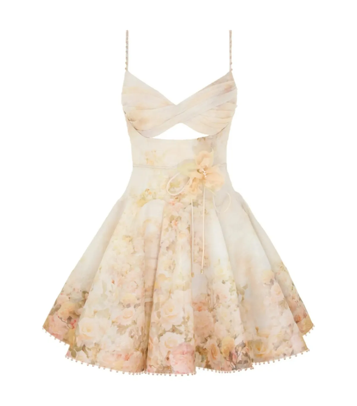Zimmermann Memento Twist Front Mini Dress Rose Arbor Size AU 10 for rent on The Volte - main image
