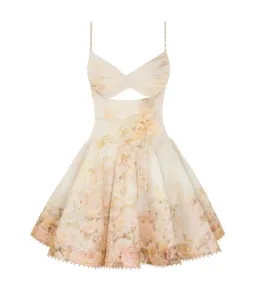 Zimmermann Memento Twist Front Mini Dress in Rose Arbor Size 0 / AU 8 for rent on The Volte - image 1