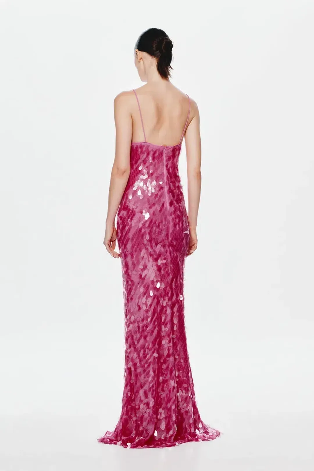 MISHA Sapphire Sequin Maxi Dress Fuchsia Size 8/S for rent on The Volte - main image