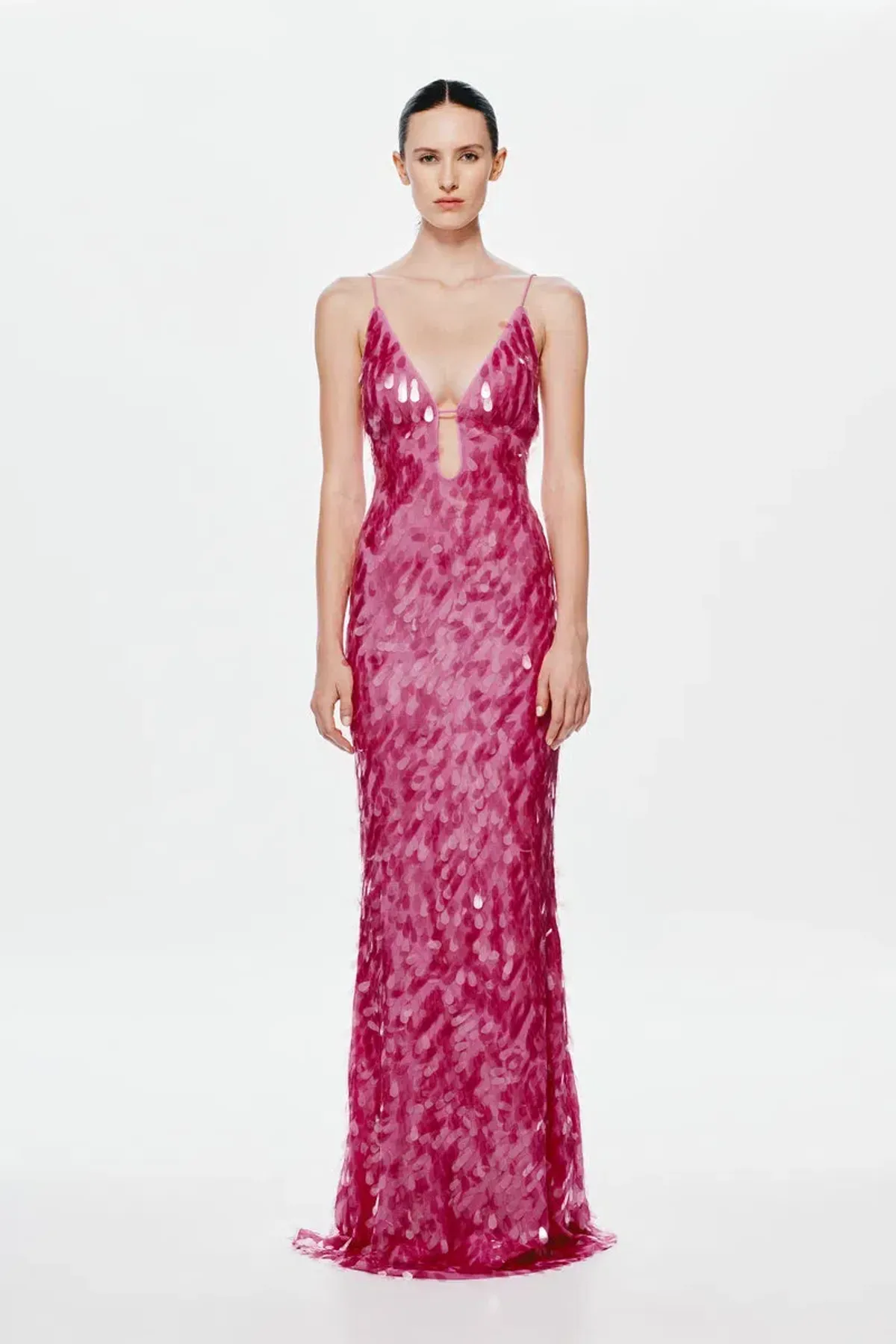 MISHA Sapphire Sequin Maxi Dress Fuchsia Size 8/S for rent on The Volte - main image