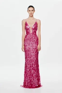 MISHA Sapphire Sequin Maxi Dress Fuchsia Size 8/S for rent on The Volte - image 1