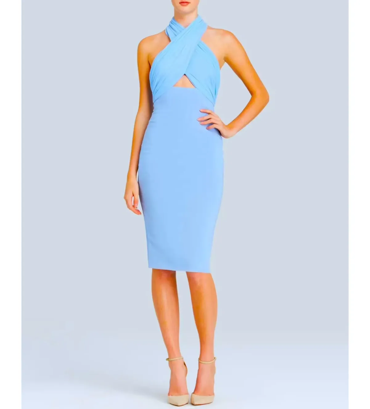 Bec & Bridge Wayfarer Midi Dress in Blue Size AU 8 for rent on The Volte - main image