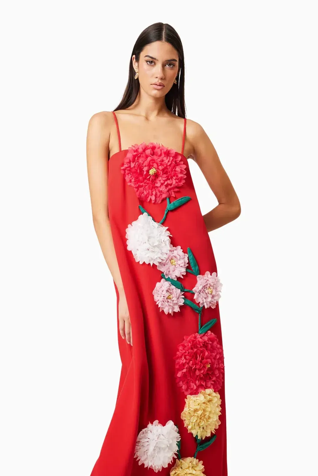 Elliatt Buttercup Embroided Maxi Dress Red Size L/AU 12 for rent on The Volte - main image