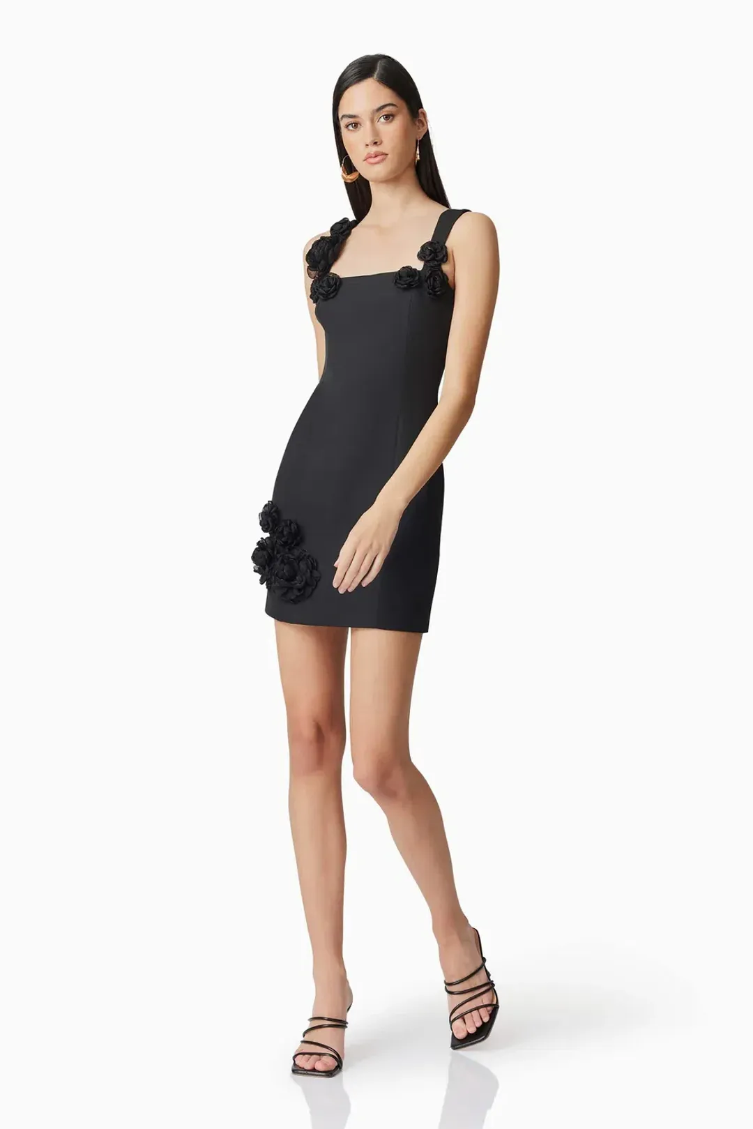 Elliatt Trompe 3D Floral Mini Dress in Black   Size XS/AU 6 for rent on The Volte - main image