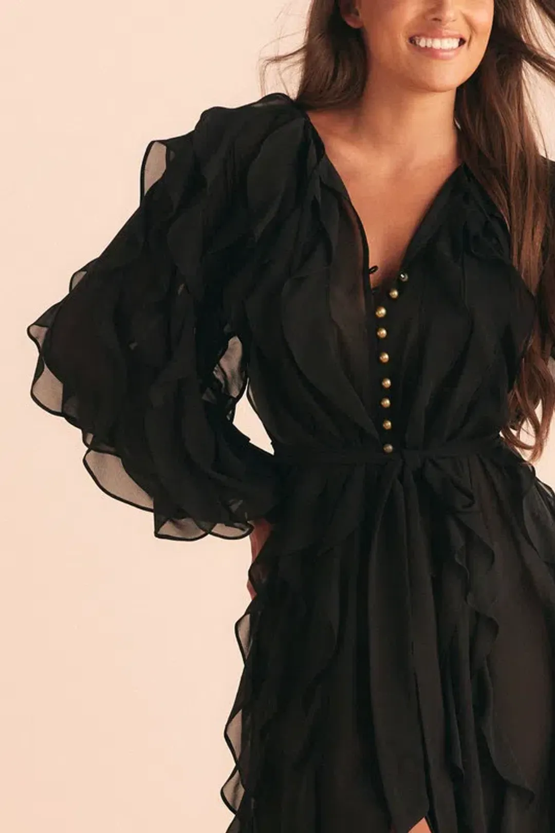 Bohemian Traders Sunray Flounce Maxi Dress In Black Size 10 for rent on The Volte - main image