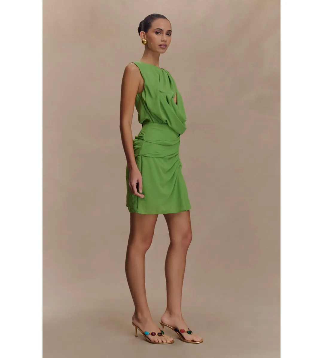 Meshki Oria Chiffon Mini Dress Green Size XXL/AU 16 for rent on The Volte - main image