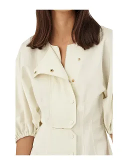 Oroton Sculptured Sleeve Midi Dress in Egg Shell Cream Size 8 for rent on The Volte - image 3