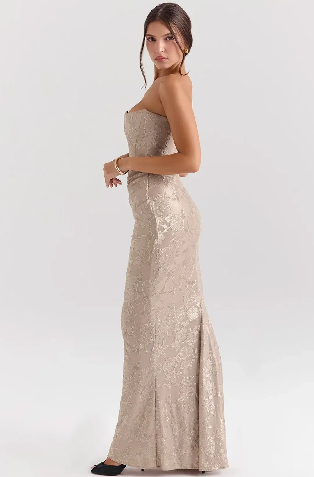 House of CB Persephone Gold Strapless Corset Maxi Dress Size M / AU 10 for rent on The Volte - main image