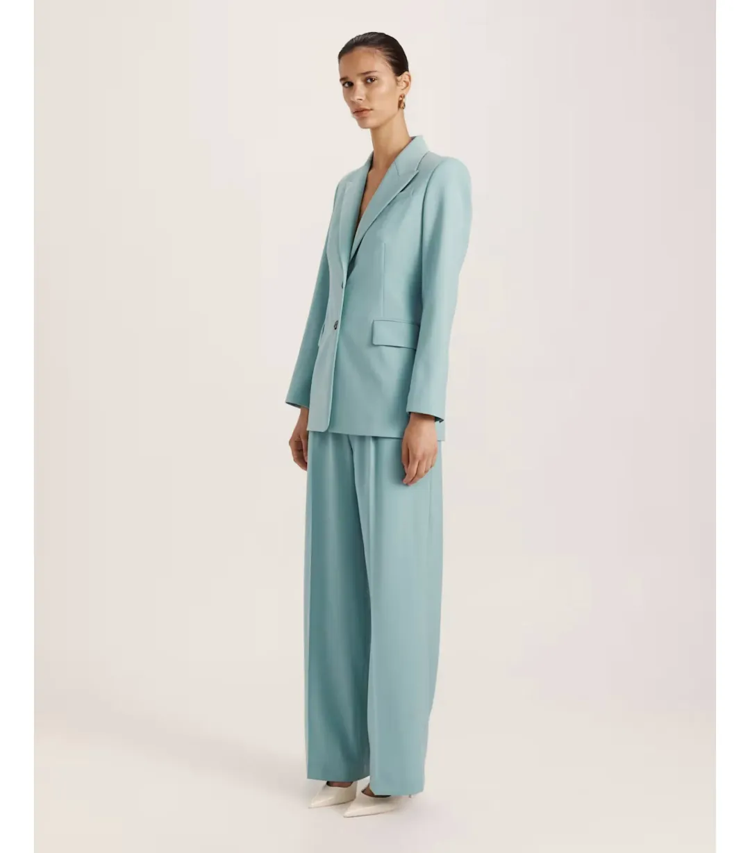 Saba Suki Classic Wool Blazer in Seafoam Size AU 12   for rent on The Volte - main image