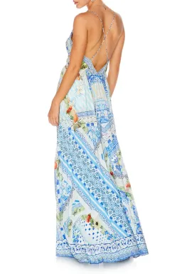 Camilla A Night To Remember Crystal Embellished Printed Blue Silk Maxi Dress Size M / AU 12 for rent on The Volte - image 5