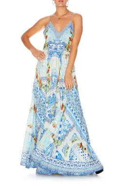 Camilla A Night To Remember Crystal Embellished Printed Blue Silk Maxi Dress Size M / AU 12 for rent on The Volte - image 6