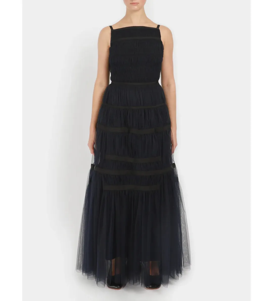 Molly Goddard Soft Tulle Astrid Maxi Dress Navy Size 10 for rent on The Volte - main image