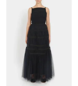 Molly Goddard Soft Tulle Astrid Maxi Dress Navy Size 10 for rent on The Volte - image 1