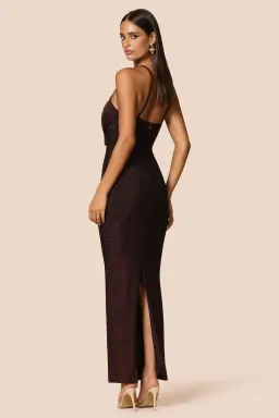 Love Nookie Bianca 2way Halter Maxi Gown Cocoa  Size 12 for rent on The Volte - image 4