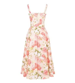 House of CB Rosalee Cotton Bustier Midi Sundress Pink Peony Print Size AU 8 for rent on The Volte - image 8