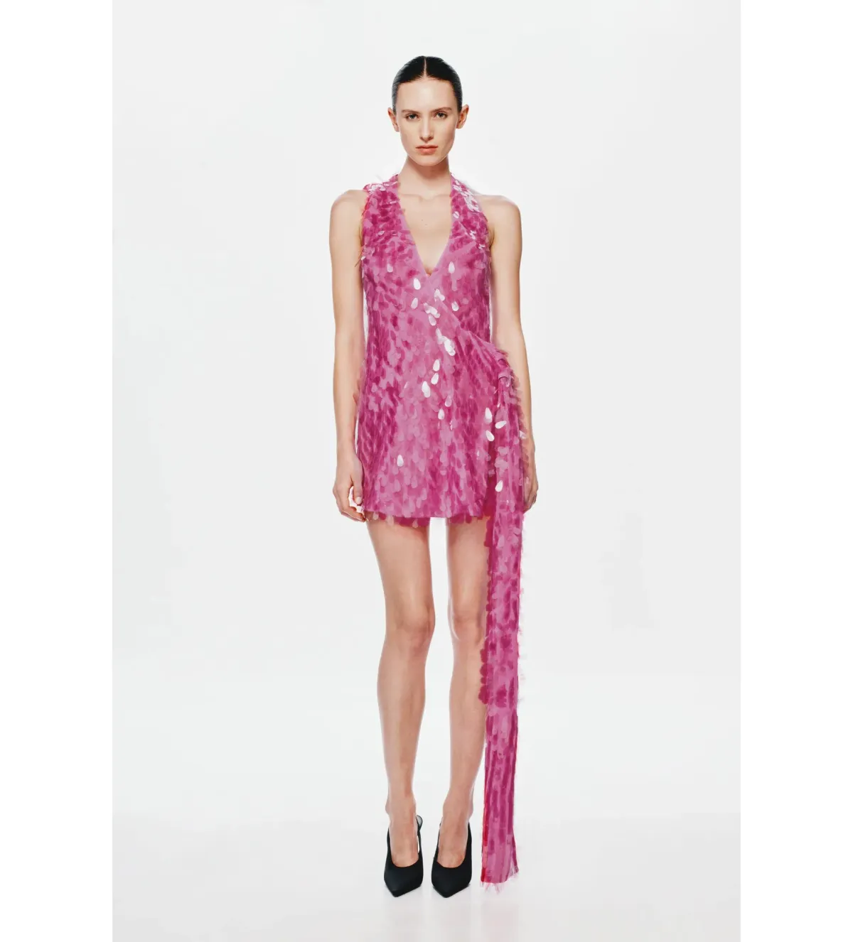 Misha Sapphire Sequin Mini Dress Fuchsia Pink Size 8/S for rent on The Volte - main image