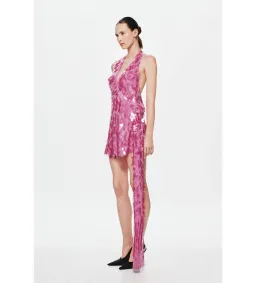 Misha Sapphire Sequin Mini Dress Fuchsia Pink Size 10/M for rent on The Volte - image 2