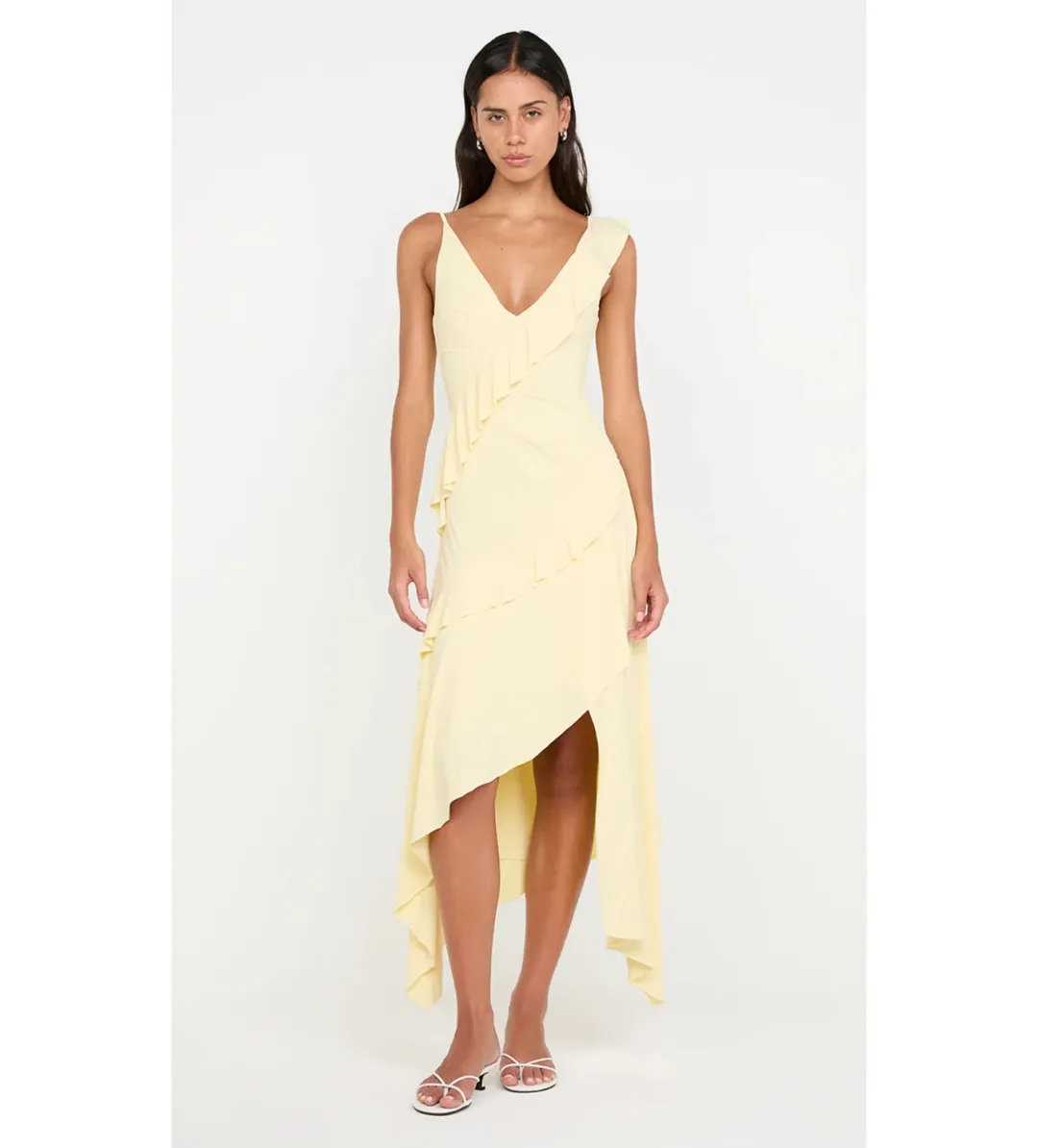 Bec & Bridge Marnie Asym Midi Dress Butter Size AU 8 for rent on The Volte - main image