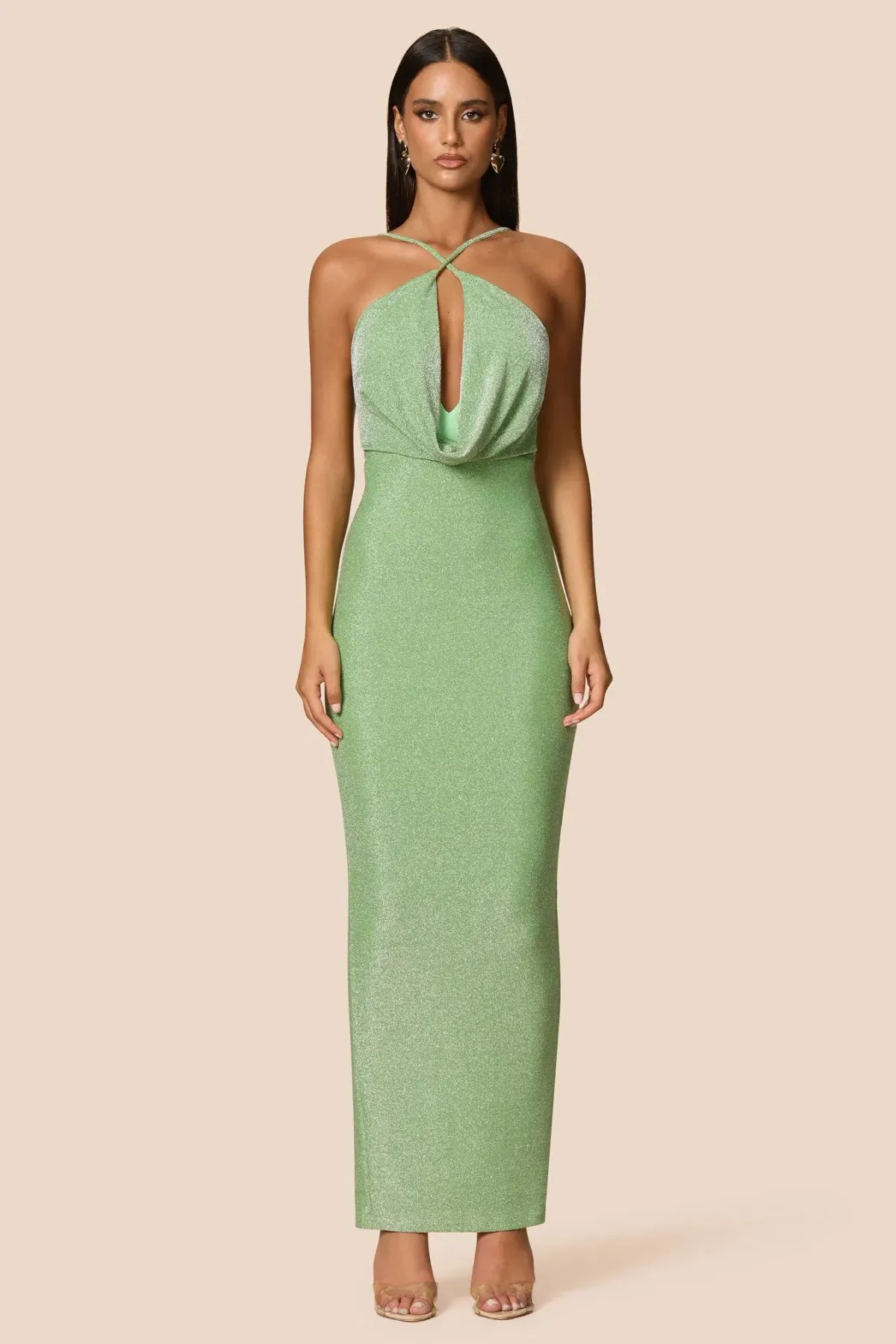 Love Nookie Bianca 2-Way Halter Gown in Green, Size 12 for rent on The Volte - main image