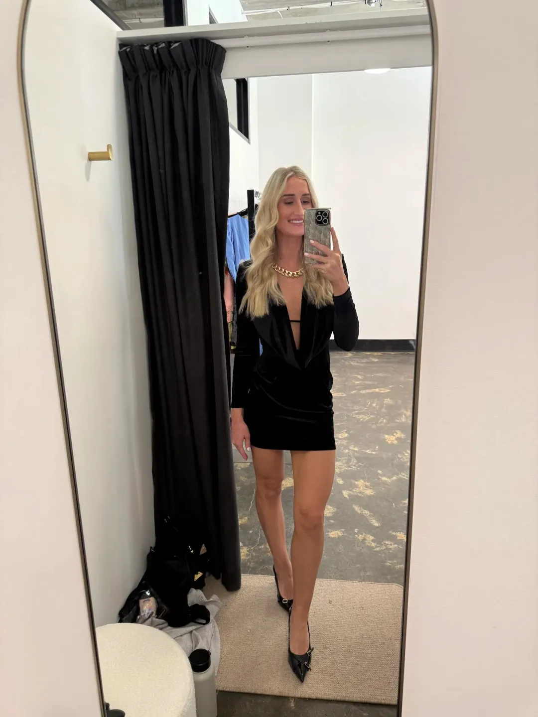 Love Nookie Nina Long Sleeve Mini Dress in Black, Size 10 for rent on The Volte - main image