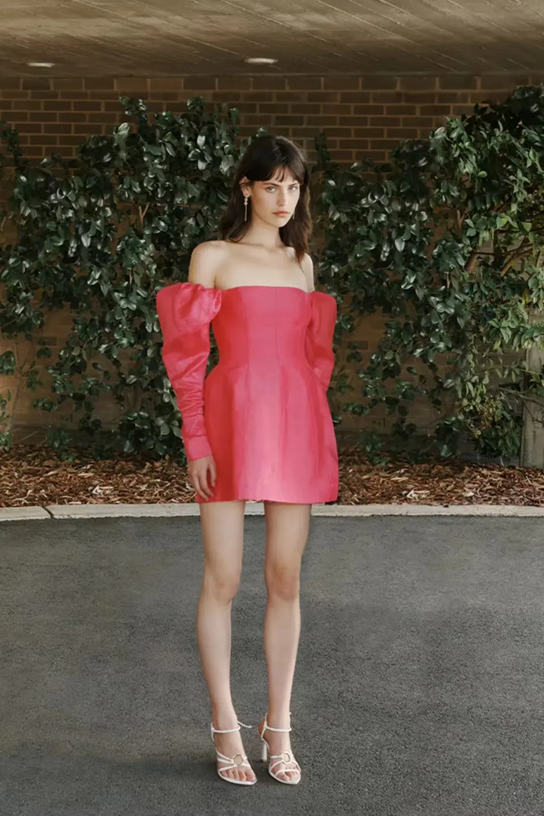 Aje Baret Sleeved Mini Dress in Pink Size 12 for rent on The Volte - main image