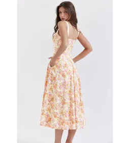 House of CB Sabrina Bustier Midi Dress Ivory Print Size L/AU 14 for rent on The Volte - image 5