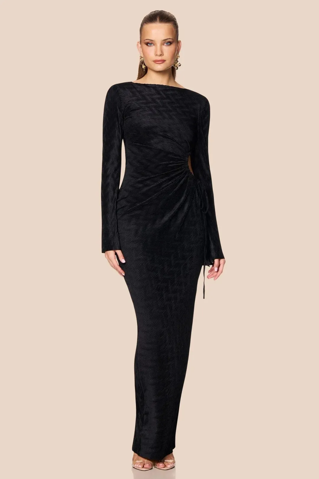 Love Nookie Mirage L/S Maxi Gown Black Size AU 8 for rent on The Volte - main image