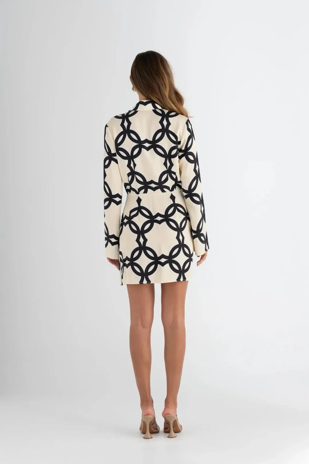 Pasduchas Covert Shirt Mini Dress Quatrefoil Print Size 14 for rent on The Volte - main image