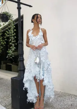 Zimmermann Natura Lasercut Halter Dress Ice Blue Size 0 / AU 8 for rent on The Volte - image 2