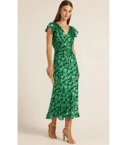 Sacha Drake Fleur De Lys Midi Dress Green Botanical Size AU 12 for rent on The Volte - image 2