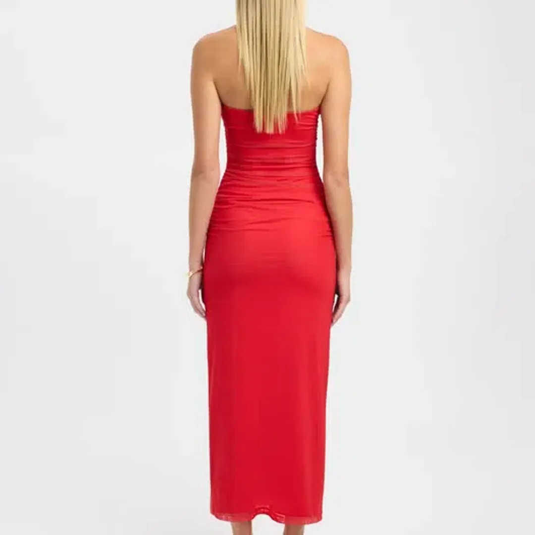 Kookai Flora Strapless Midi Dress Red Size 8 for rent on The Volte - main image