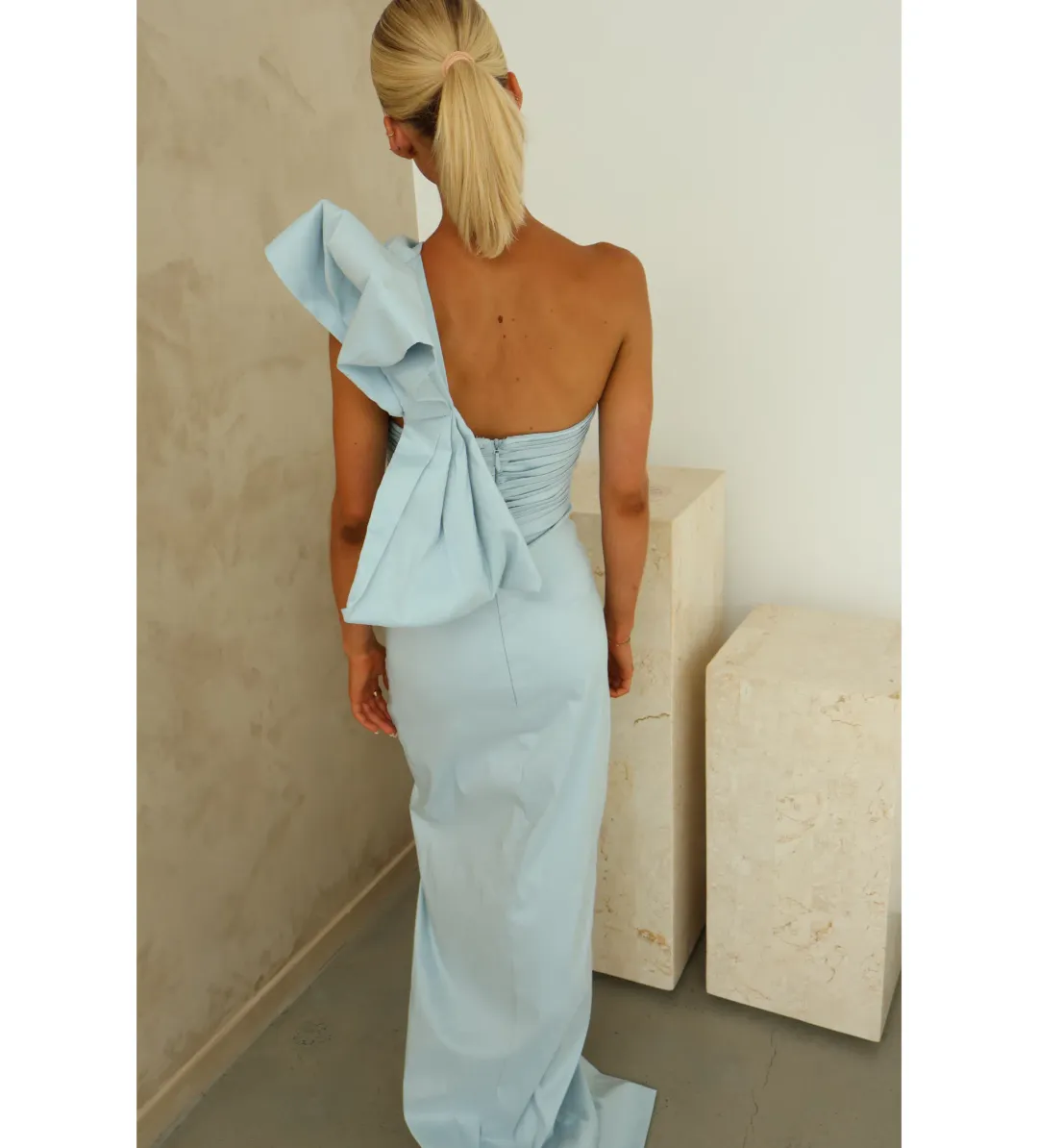 Rachel Gilbert Olive Gown Ice Size 1/ AU 8 for rent on The Volte - main image