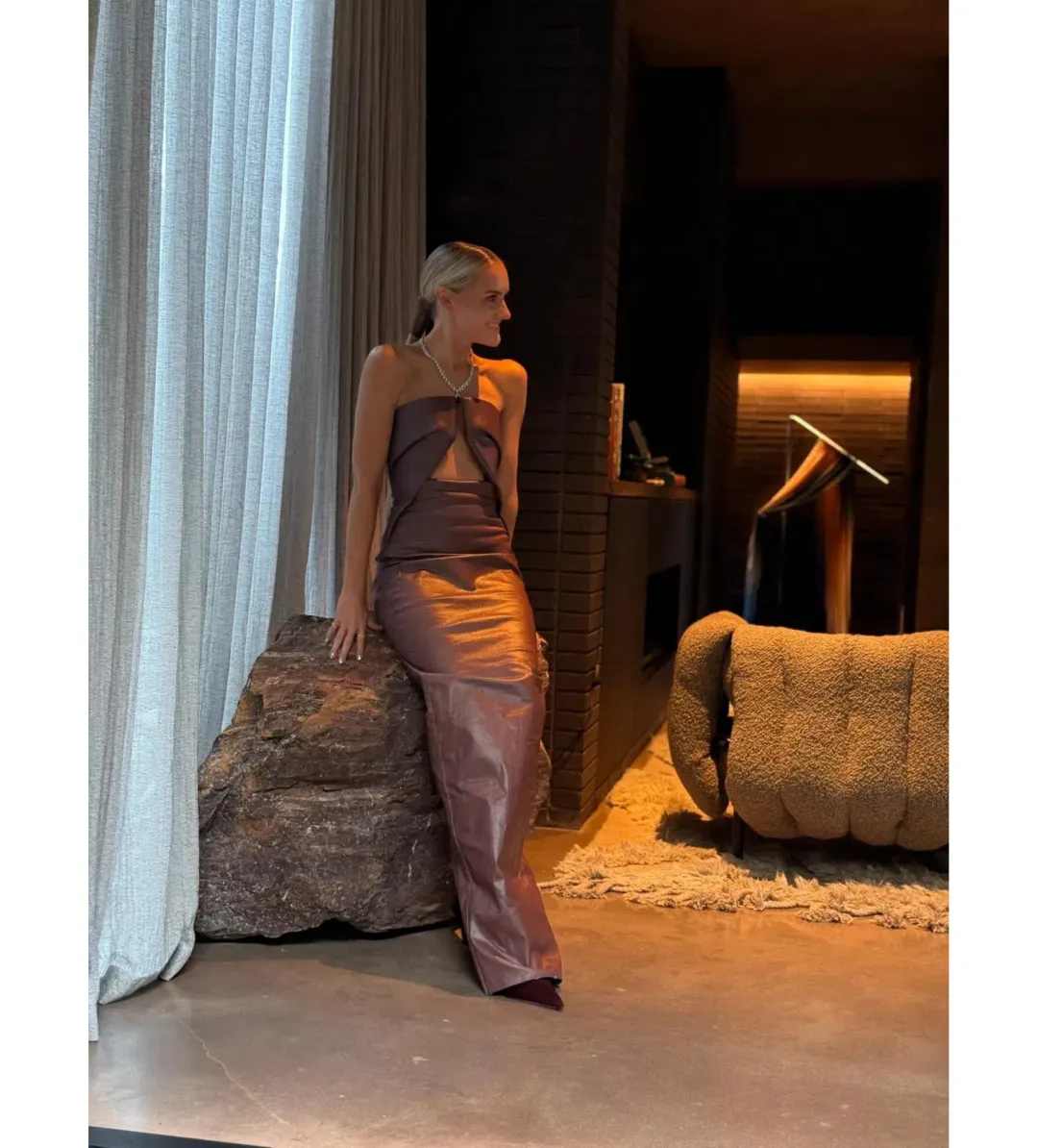 Rick Owens Prong Gown Brown Size AU 6 for rent on The Volte - main image