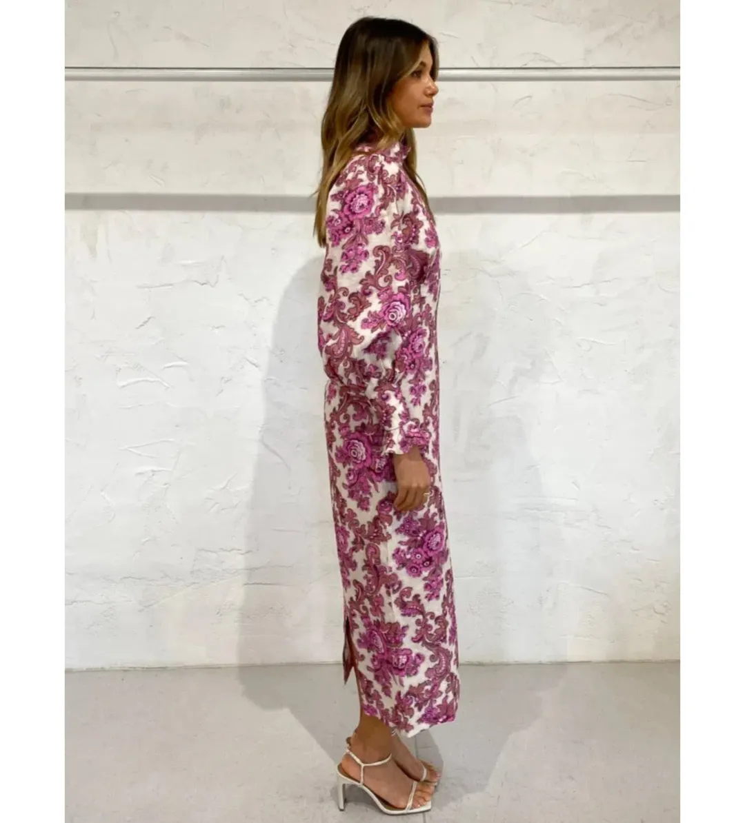 Alemais Isla Midi Dress in Magenta Size AU 12 for rent on The Volte - main image