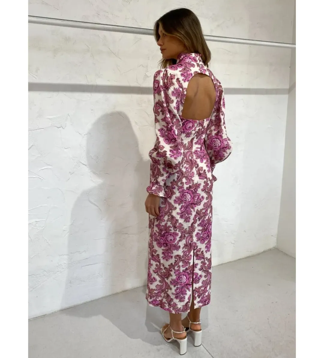 Alemais Isla Midi Dress in Magenta Size AU 12 for rent on The Volte - main image