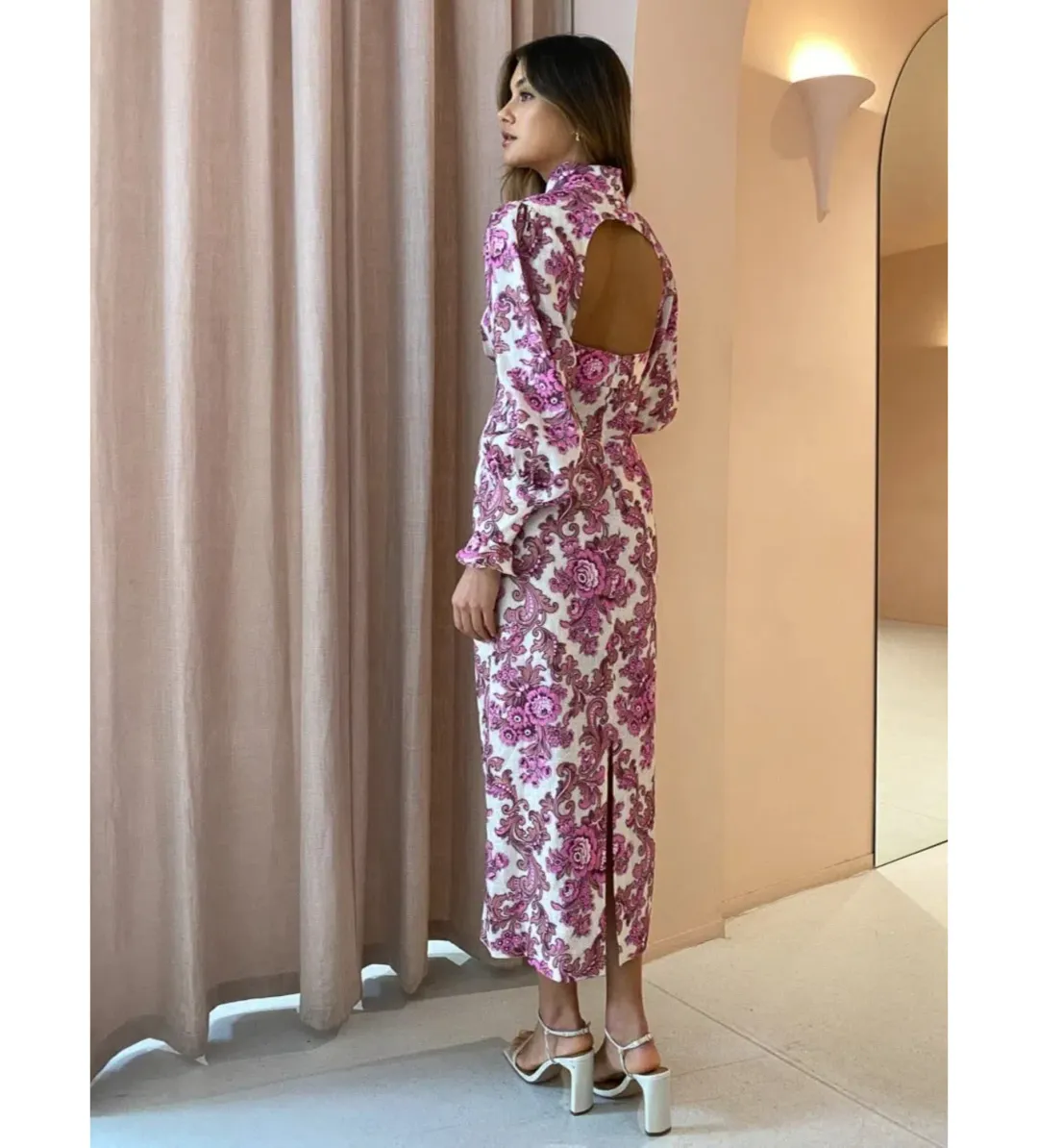 Alemais Isla Midi Dress in Magenta Size AU 12 for rent on The Volte - main image