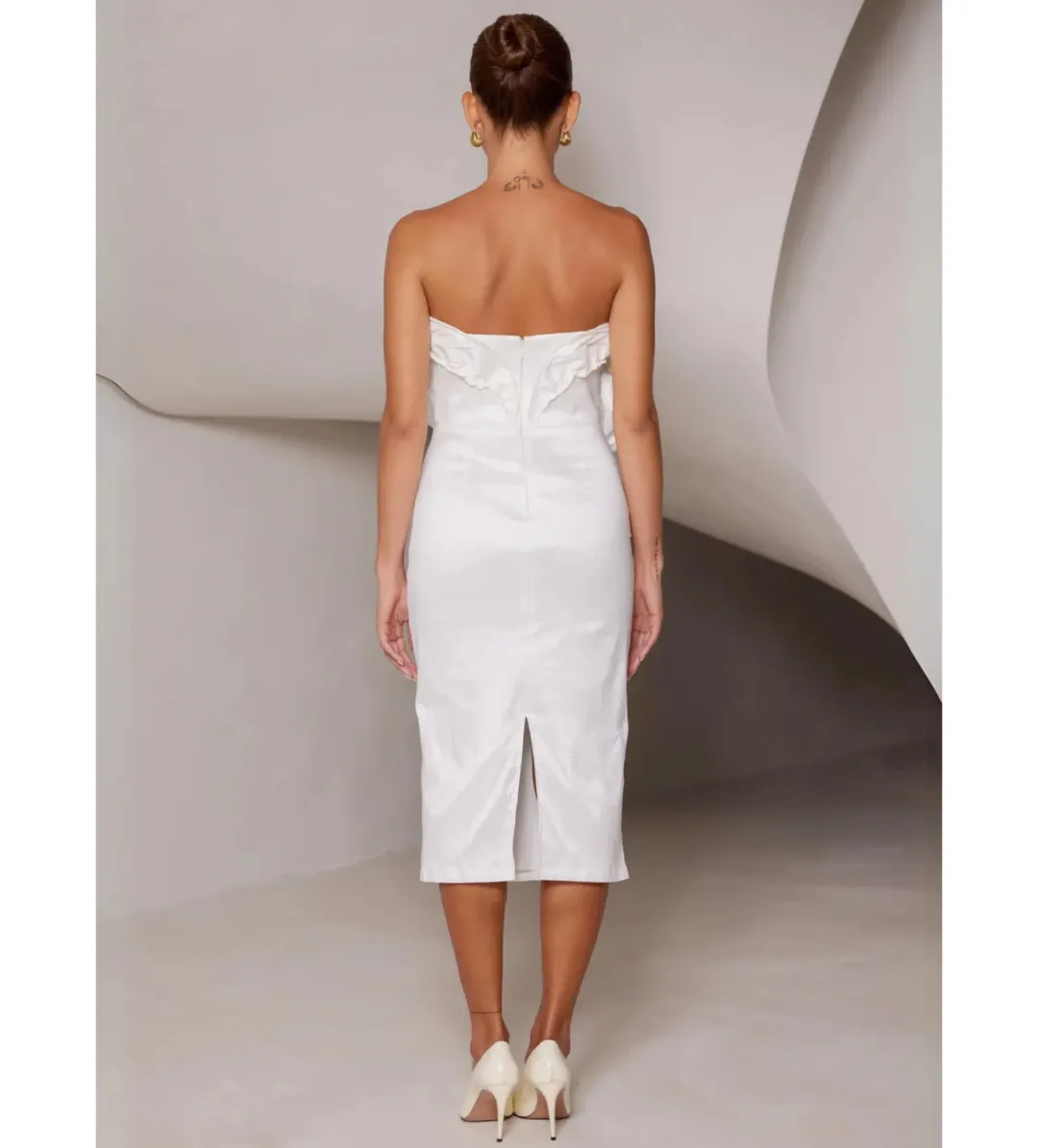 Elle Zeitoune Marley Midi Dress in White Size AU 12 for rent on The Volte - main image