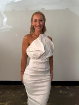 Elle Zeitoune Marley Midi Dress in White Size AU 12 for rent on The Volte - image 5